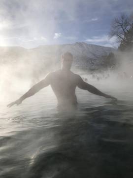 Joshua finally relaxes! Here’s to the hot tub lifestyle!